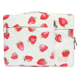 SANFAN 360° Laptop Bag Protective Case Bag with 3 Pockets, Carry Handle and Luggage Strap Sun, Moon and Stars on Navy Background, Strawberry, 14-14.4 Inch