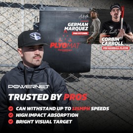 PowerNet Hanging Plyo Mat, Softball & Baseball Training Equipment, Portable Backstop for Weighted Plyometric Training Balls, Baseball Throwing Pitching Trainer