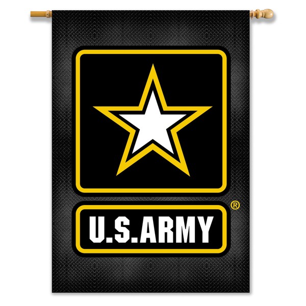 U.S.Army 2-Sided 28" x 40" Banner with Pole 2-Sided Sleeve, Black & Yellow,