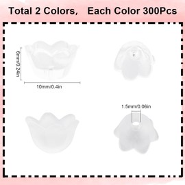 SUNNYCLUE 1 Box 600Pcs Large Trumpet Flower Beads Bulk Acrylic Bead Caps Transparent Tulip Lily Bellflower Floral Spacer Loose Beads End Caps for jewellery Making Supplies DIY Necklace Earrings