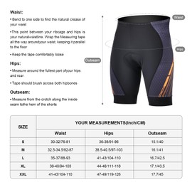 TOMSHOO Padded Cycling Shorts with Padding, Side & Back Pockets, Breathable and Quick-Drying, Shock-Absorbing Cycling Shorts, orange
