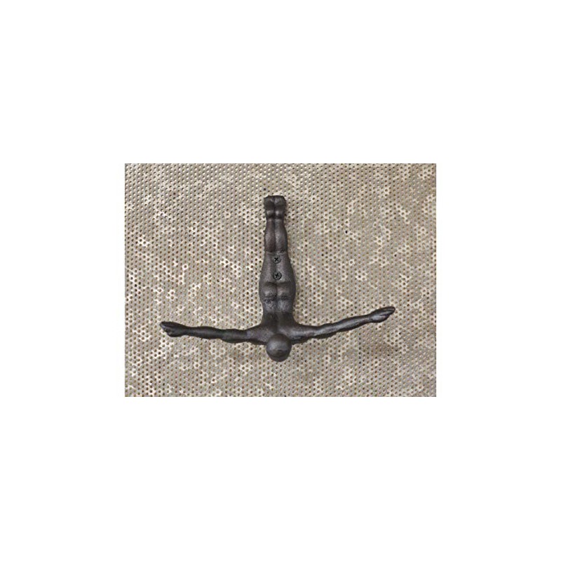 Ablerhome Decoration Diving Man Coat Hook Cast Iron Metal Figure