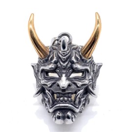 Unbranded Gothic Mens Devil Skull Samurai Mask Pendant Necklace Stainless Steel Biker