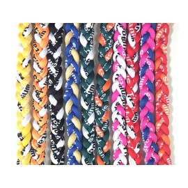 SEITG 18" Assorted 3 Rope Tornado Sports Titanium Necklaces Package of 10 (NO.2)