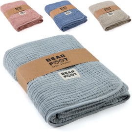 BEARFOOT Baby Blanket - Muslin Fleece Blanket (Cotton, Fleece) Fluffy Soft Cuddly Blanket, Baby/Newborn/Children's Gift Boy & Girl for Birth (Cloud Grey)
