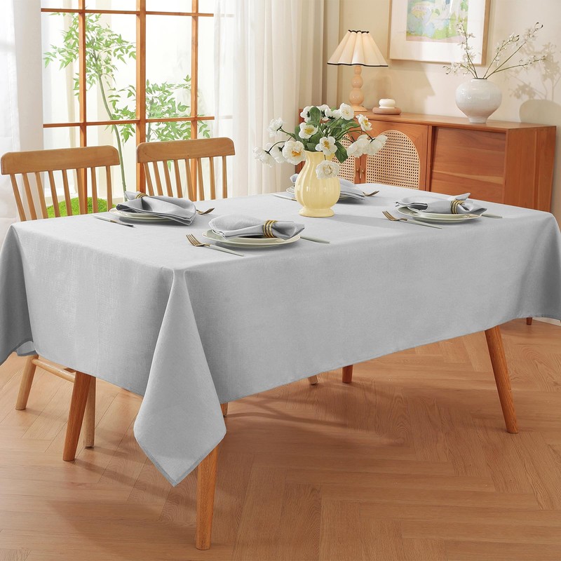 SASTYBALE Gray Tablecloth Rectangle, Spillproof Table Cloth Wrinkle Resistant Washable