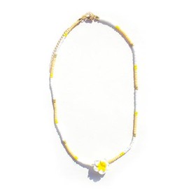 POYAMUSE Hawaiian Flower Choker Necklace for Women - Boho Beach Jewelry, Plumeria Choker Necklace Jewelry for Women, Tropical Accessories for Summer Vacation - Yellow