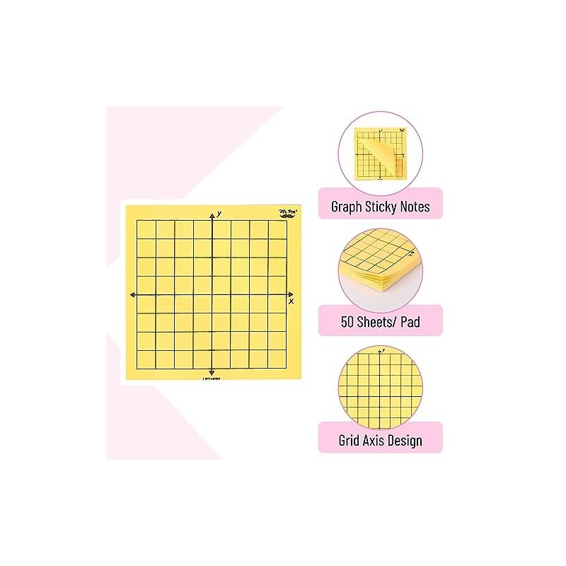 Mr. Pen- Graph Paper Sticky Notes, 6 Pads, 3x3 Inch,
