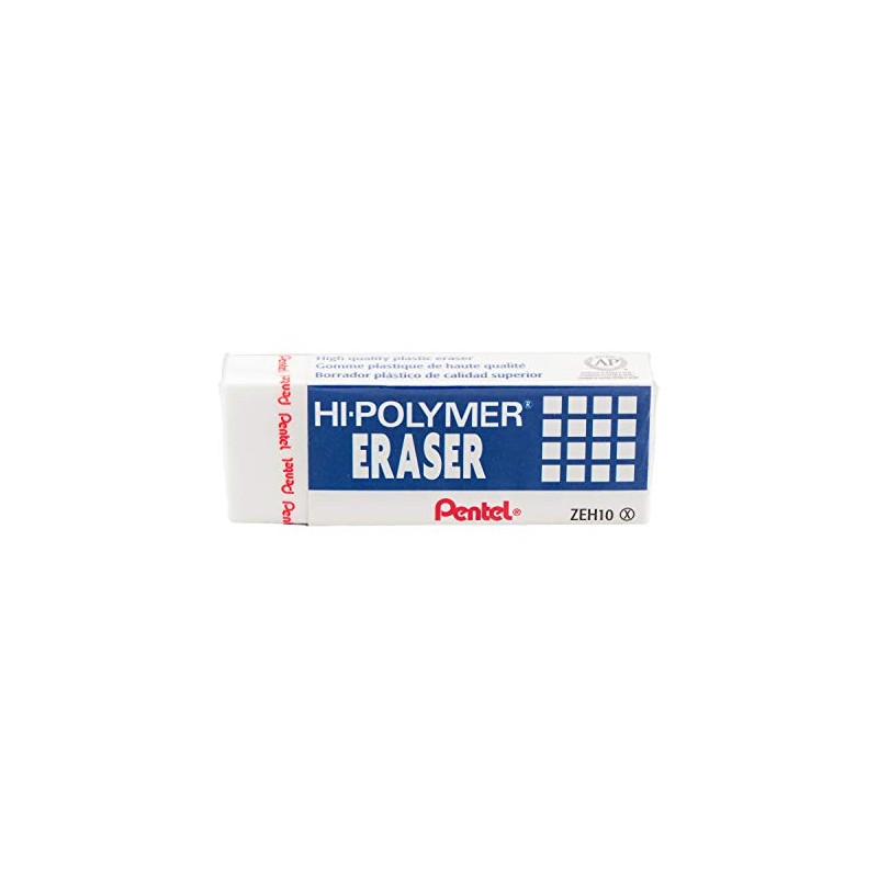 Pentel Hi-Polymer Block Eraser, Large, White, Pack of 10 (ZEH10PC10)