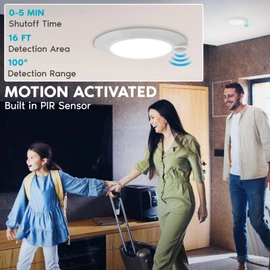 LUXRITE 6 Inch LED Motion Sensor Ceiling Light, CRI 90, 3CCT 3000K 4000K 5000K, Adjustable Detection Range and Timer, 13W, 1050LM, Dimmable Flush Mount Light Fixture, 120V, Energy Star, ETL Listed