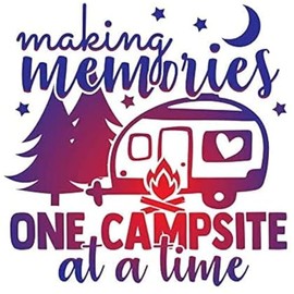 WSQ Making Memories One Campsite at A Time Vinyl Sticker Camper Decals - 5.5 Inches - for Car Truck SUV Campers RV Van Window Bumper Wall Laptop Tablet Cup Tumbler and Any Smooth Surface