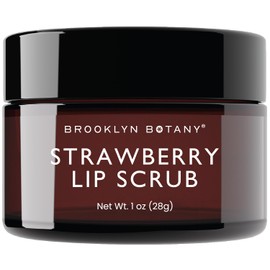 Brooklyn Botany Lip Scrub Exfoliator 1 oz – Lip Moisturizer for Dry Lips and Chapped Lips – Gentle Lip Exfoliator for Smooth and Brighter Lips – Strawberry Flavor