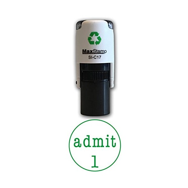 Admit 1 Stamp – Self Inking Green Ink Stamper –