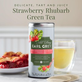 The Republic of Tea – All Day Earl Grey Strawberry Rhubarb Green Tea, Naturally Caffeinated, 36 Tea Bags