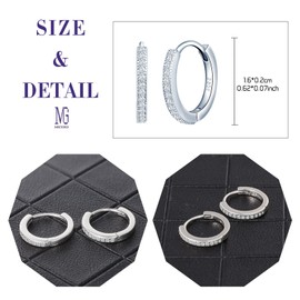 MICGIGI Women's 925 Sterling Silver Earrings Cubic Zirconia Round Hoop Earrings, Silver