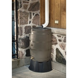 RTS Companies Inc 55100002008081 Home Accents Rain Water Collection Barrel Stand, 50-Gallon, Black