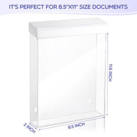 Remerry 4 Pcs Outdoor Brochure Holder 8.5 x 11 inch with Lid White Self Closing, Acrylic Wall Mount Flyer Box with Screws, Waterproof Clear Heavy Duty for Real Estate Flyer Document Pamphlet Display