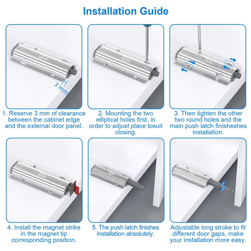 Cupboard Push to Open Push Latch Jiayi 4 Pack Push