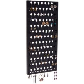 Angelynn's Wall Mounted Earring Holder Organizer Display for Small and Medium Women Post Stud Dangle Pierced Earrings, Hanging Closet Jewelry Storage Rack, Michelle Black 9" x19 3/4"