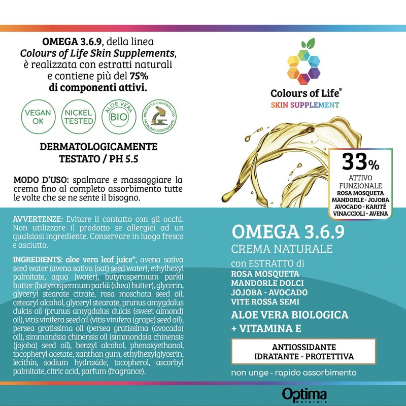 Optima Naturals Colours Of Life Omega 3.6.9 Cream 33% Moisturises,