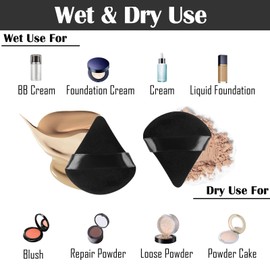 12 PCS Triangle Makeup Powder Puff, Face Sponge Powder Puff, Wet Dry Cosmetic Powder Puff, Soft Plush Powder Sponge, Washable Reusable Sponge for Loose Powder Foundation