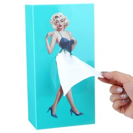 Beautiful Woman Tissue Box Holder Rectangle, Pretty Girl Tissue Holders Tissue Paper as A Skirt, Hidden Tissue Box Covers, Adjustable Length Tissue Box Decor for Office Bedroom(Blue)