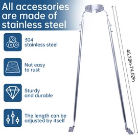 304 Stainless Steel Chimney Support Bracket Kit, Adjustable 45-74 Inch Roof Support Bracket, Suitable for Easy Installation of Fireplace/Boiler Chimney Pipes. (8 inches)