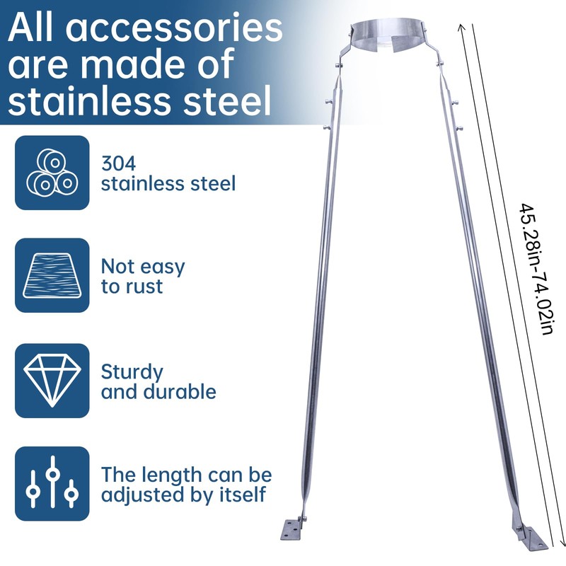 304 Stainless Steel Chimney Support Bracket Kit, Adjustable 45-74 Inch
