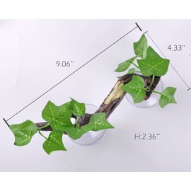 IBWell Resin Reptile Corner Branch Terrarium Plant Decoration with Suction Cup for Amphibian Lizard Snake Climbing Ornament