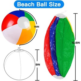 Vellibring 12" Summer Inflatable Beach Balls Bulk Rainbow Color Swimming Pool Water Games Toys for Kids Summer Beach Party Favor