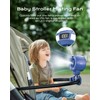 Baby Stroller Misting Fan, 6000mAh Rechargeable Clip-On Fan, 3 Speeds