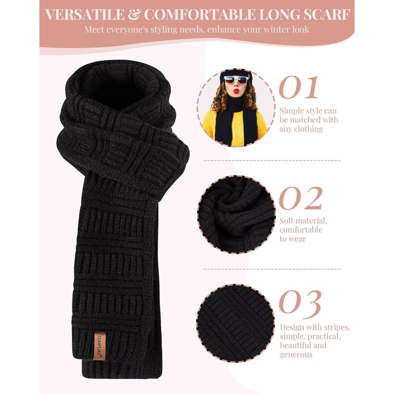 Womens Winter Beanie Hat Scarf Gloves Set, Cute Pom Pom