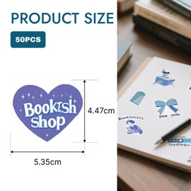 Bookish Stickers 50 Pieces, Waterproof Graffiti Stickers for Laptop, Suitcase & More - Aesthetic Reading Decoration for Journal, Bicycle & Author, Aesthetic Reading Stickers
