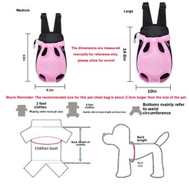 Pet Carrier Backpack, Adjustable Pet Front Carriers for Small Medium Dogs Cats 5-18 Lbs, Legs Out, Dog Cat Carrier Backpack for Hiking,Camping,Traveling,Cycling (Pink, Medium（Fit:5-10lb）)