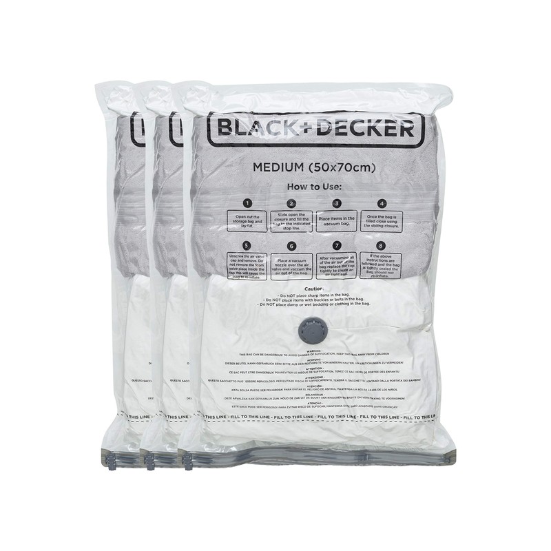 BLACK+DECKER Vacuum Storage Bags, White, Medium, 63429