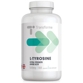 L-Tyrosine 500mg Capsules, 360 Pack, 500mg - 1000mg Serving, Amino Acid, Gluten Free, Up to 1 Year Supply, by Transforme