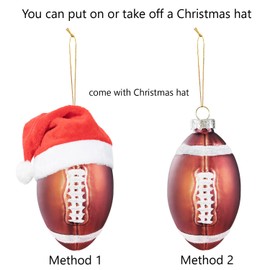 Christmas Football Ornament Glass Blown Christmas Ball Ornaments for 2023 Christmas Tree Decoration - Christmas Ball Ornaments Balls for Xmas Holiday Party Tree Decoration