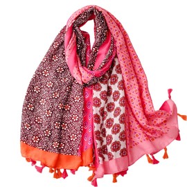 FAIRYGATE Women's Scarves & Wraps Womens Scarves Lightweight Floral Print Cotton Linen Tassel Long Shawls and Wraps for Spring Summer Winter Ladies Scarf 56017