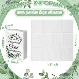 Seajan 120 Pack Christian Pocket Tissues Gifts Bulk 4 Ply Bible Verse Travel Packs Tissue Small Size Individual Pocket Packs Religious Party Favors for Church Wedding Home Travel(Neutral Style)