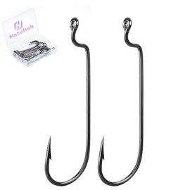 Natufish EWG Hooks for Bass Fishing,50Pcs Texas Carolina Rig Hooks Worm Hook Weedless/Inline for Soft Plastic Baits Saltwater(Size 5/0)