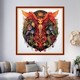 Foxhool Beginners Cross Stitch Kits Stamped Full Range of Embroidery Kits for Adults DIY Cross Stitches kit Embroidery Patterns for Needlepoint kit-Holika Holika 17.7x17.7 inch