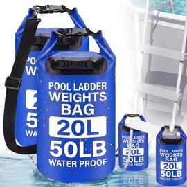 Kingdder 2 Pcs 50LB Heavy Duty Pool Ladder Weights, Universal Above Ground Pool Step Sand Bags with Handles, 500D PVC Waterproof Foldable Sandbags for Swimming Pools Stairs