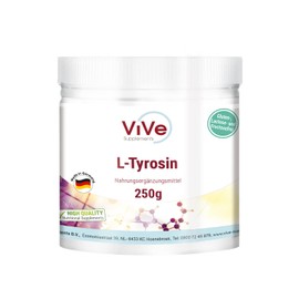 L-Tyrosine Powder - 250 g - with Vitamin B6 Pyridoxine - Pure, No Additives - High Dose - Quality from Germany by ViVe Supplements