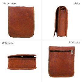 Gusti Leder nature "Helen" Genuine Leather Shoulder Messenger Shopper Tote Handbag 9.7" Tablet Bag Unisex Vintage Natural Brown Goatskin K63