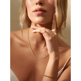 Suplight Unisex Necklace Charm Choker 2 mm Stainless Steel Snake Bone Necklace Women's Necklace, 41/46/51/56/61/66/71/76 cm, Comes in Jewellery Gift Box, Stainless Steel