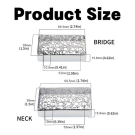 JCHFR 2 PCS Silver Brass Guitar Pickup Covers, 50mm/52mm Pole Spacing, Humbucker Pickup Cover, Metal Pickup Frame for Epi Les Paul LP Electric Guitar