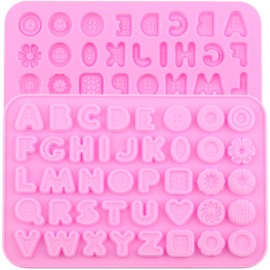 AIBOYA Letter Silicone Candy Molds Alphabet Button Mold For Candy Chocolate Set Of 2