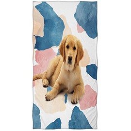 Zomer Beach Towel 70 x 140 cm, Printed Microfibre Bath Towel Golden Retriever Dog