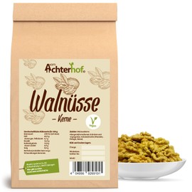 Walnuts 500 g, walnuts without shell, walnut kernels as an ideal source of fibre, perfect for baking, refining salads and bowls or for nibbling, from Achterhof