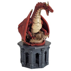 Forged Dice Co. Dragon Dice Jail - D&D Dice Holder and Storage Box with Removable Collectors Dragon Miniature - Fits Up To 2 Standard Polyhedral RPG Sets - Red Dragon